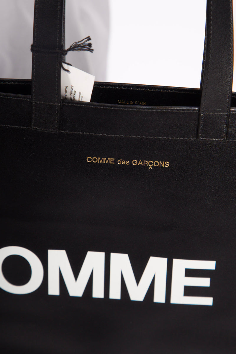 Leather Tote Huge Logo Black - SA9001HL