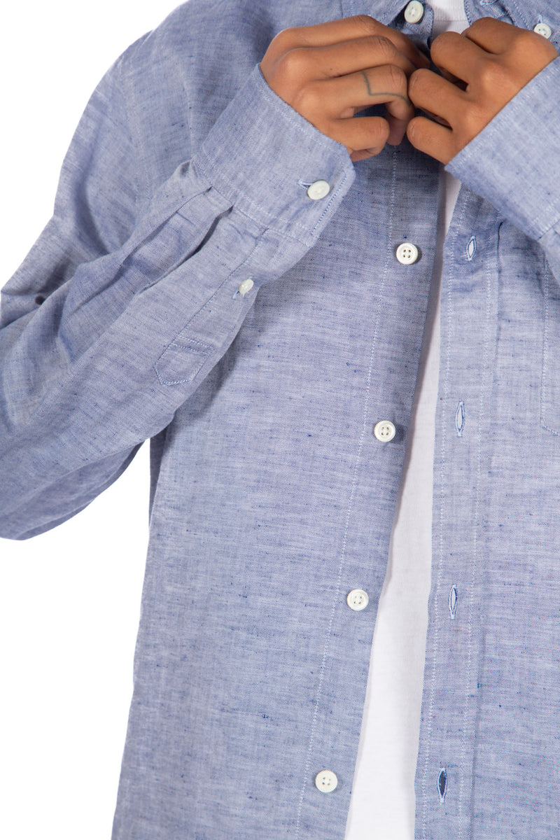 Osvald BD Cotton Linen Shirt True Blue