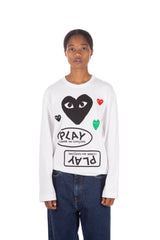 Multi Heart Print LS White Black