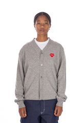 Heart Logo Cardigan Grey / Red x Invader