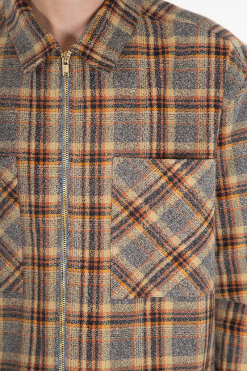 Primo Zip Up Flannel Auburn Graphite Plaid