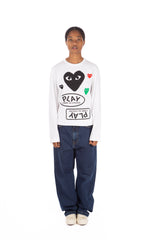 Multi Heart Print LS White Black