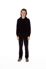 Track Hoodie Velour Black/Purple