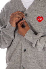 Heart Logo Cardigan Grey / Red x Invader