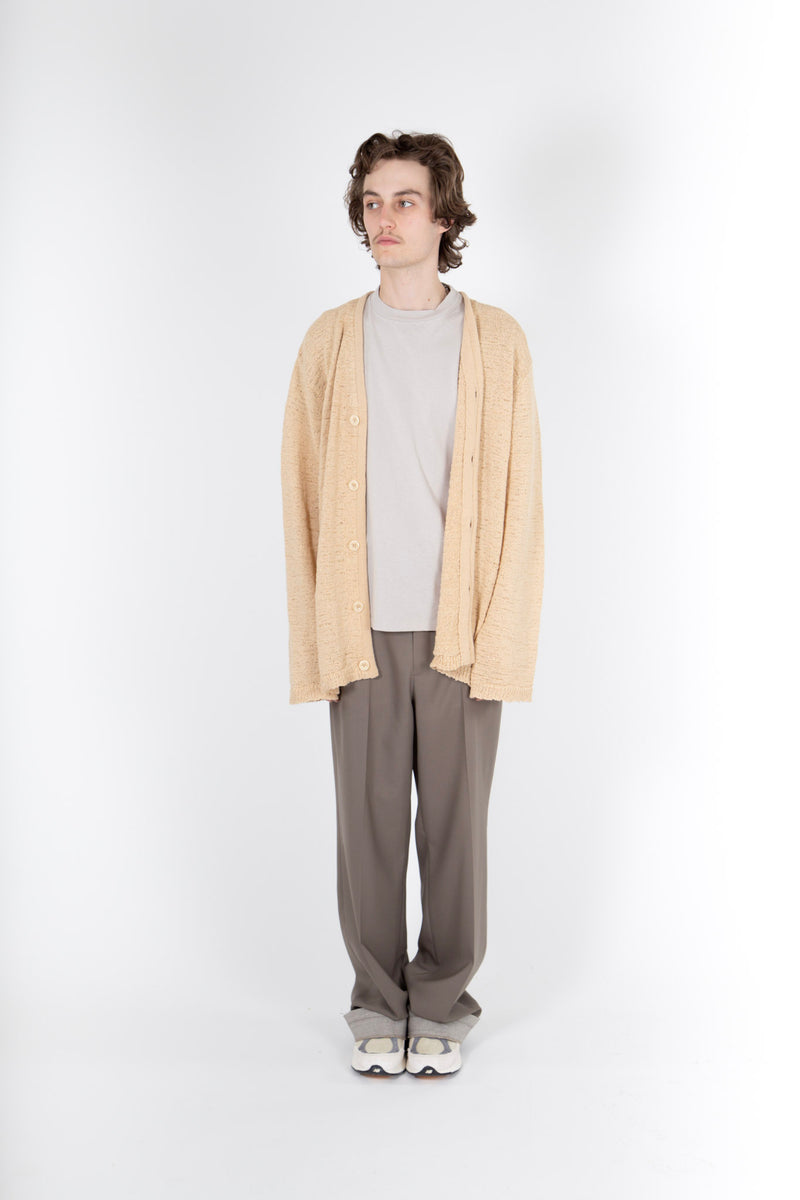 Knit Cardigan Beige Faux Cord