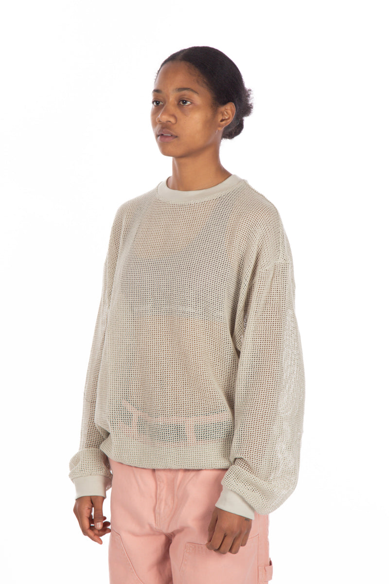 Cotton Mesh L/S Crew Bone