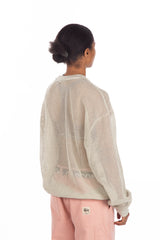 Cotton Mesh L/S Crew Bone