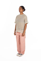 Cotton Mesh SS Crew Bone