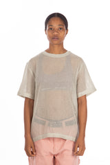 Cotton Mesh SS Crew Bone