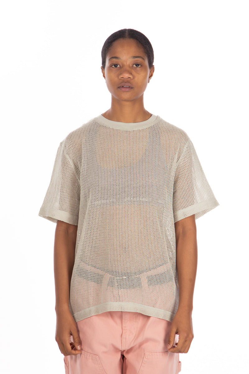 Cotton Mesh SS Crew Bone