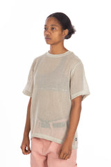 Cotton Mesh SS Crew Bone
