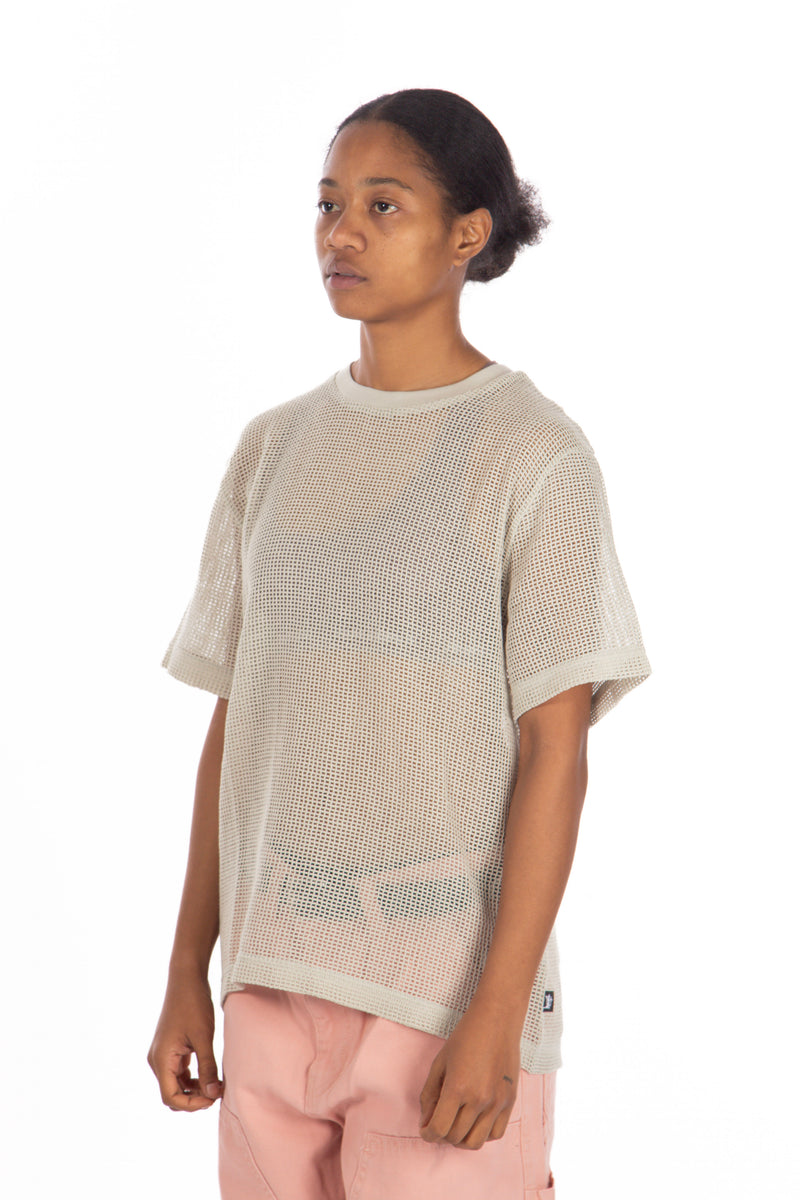 Cotton Mesh SS Crew Bone