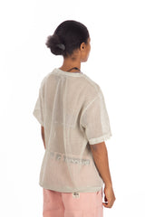 Cotton Mesh SS Crew Bone