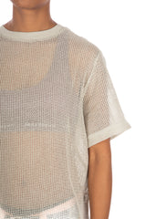 Cotton Mesh SS Crew Bone