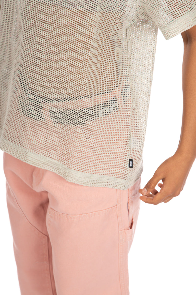 Cotton Mesh SS Crew Bone