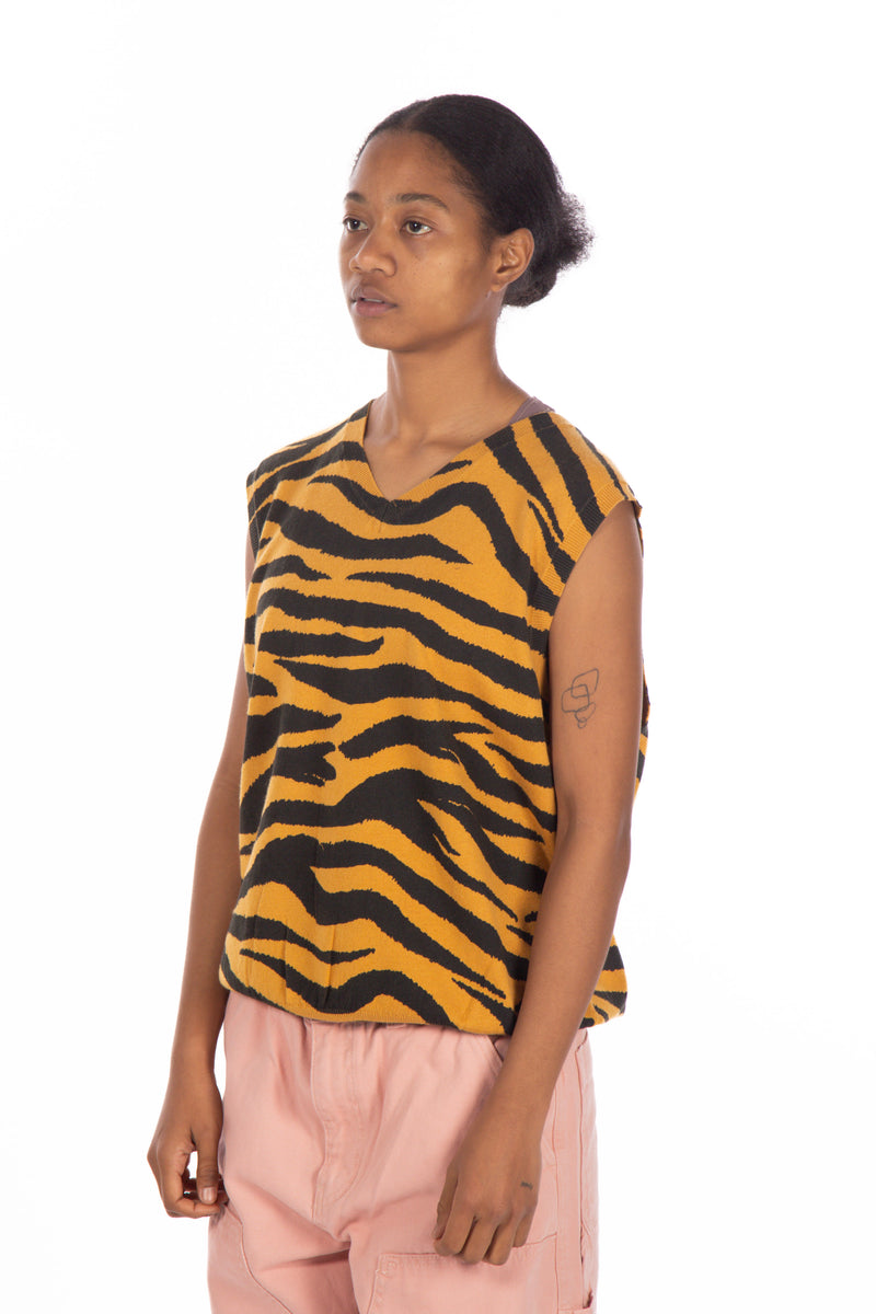 Tiger Printed Sweater Vest