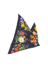 Navy Wool Floral Neckerchief