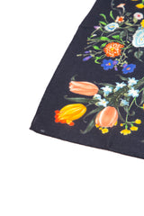 Navy Wool Floral Neckerchief