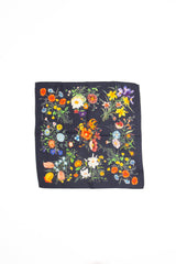 Navy Wool Floral Neckerchief