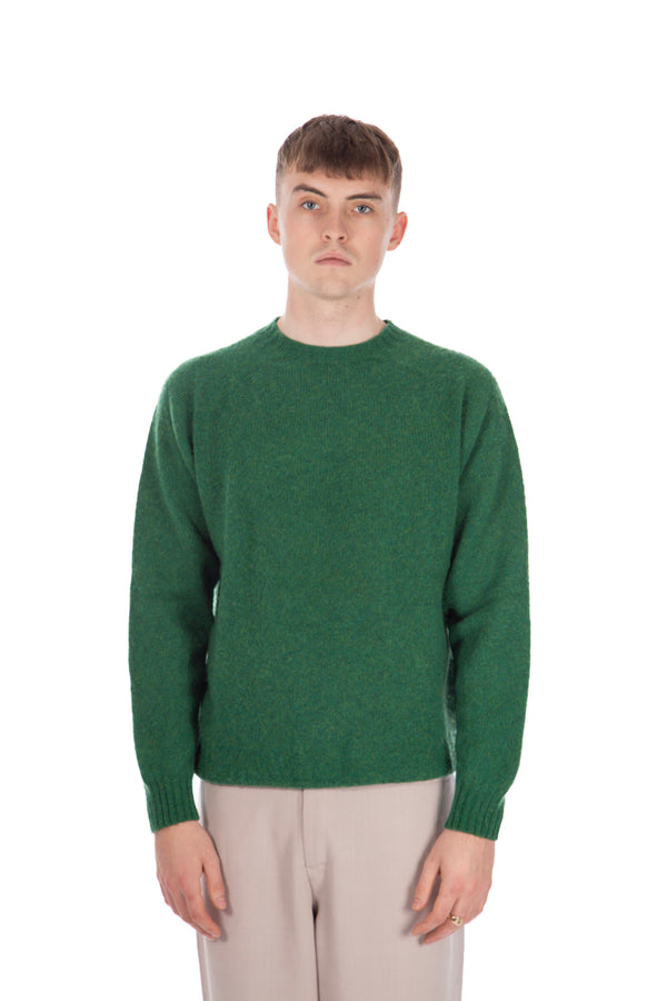 '91 Collection Costume Knit Shetland Wool Crew Money Green