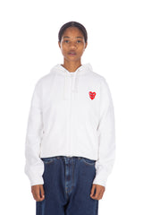 Stacked Heart Hooded Sweatshirt White/ Red