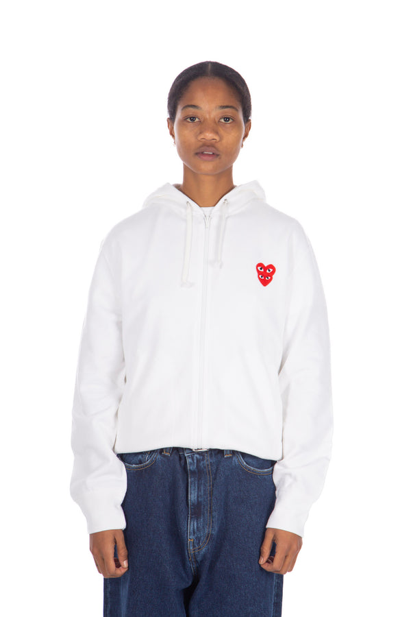 Stacked Heart Hooded Sweatshirt White/ Red
