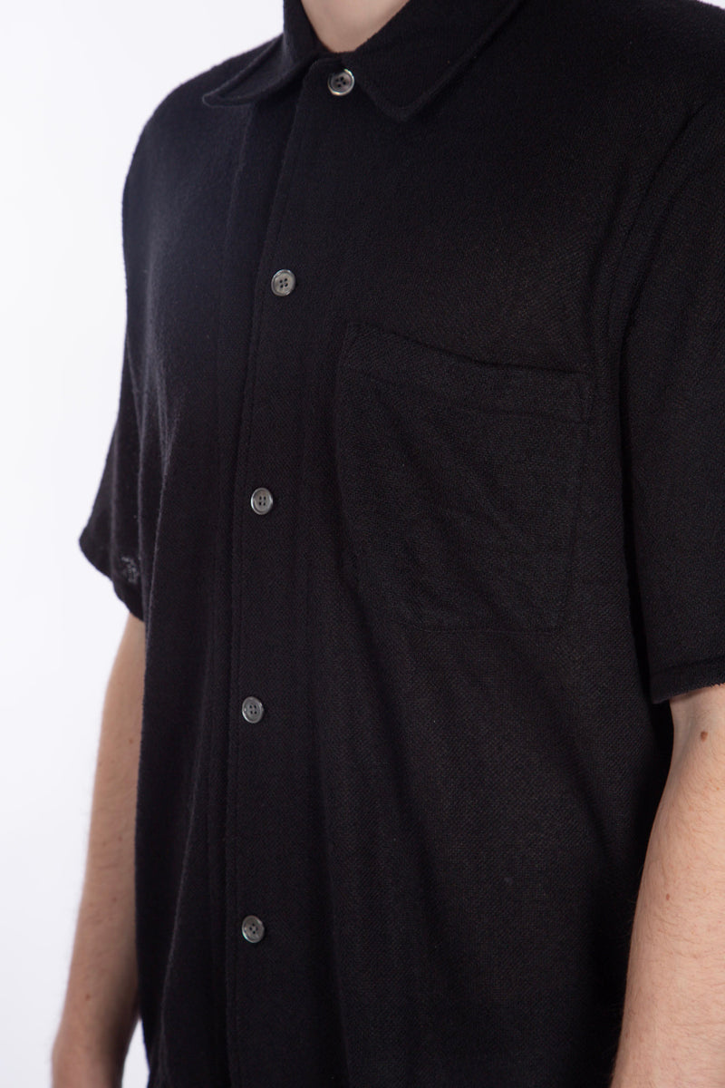 Box Shirt Short Sleeve Black Boucle