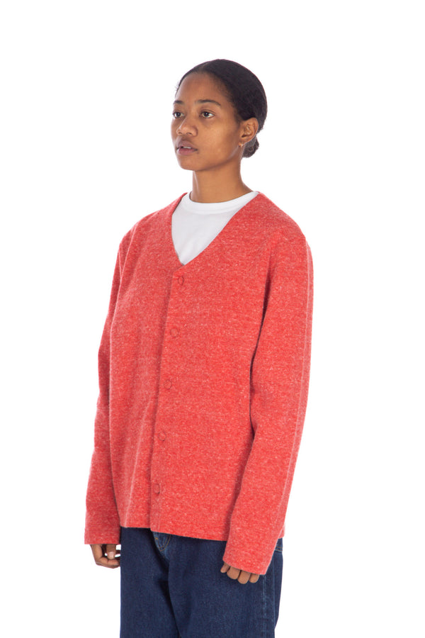 Angora/Wool Blend Cardigan Hyper Crimson Raspberry