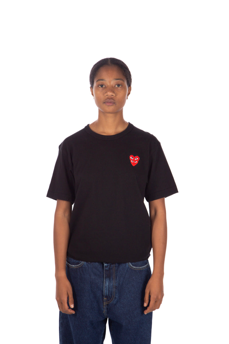 Stacked Double Heart Tee Black