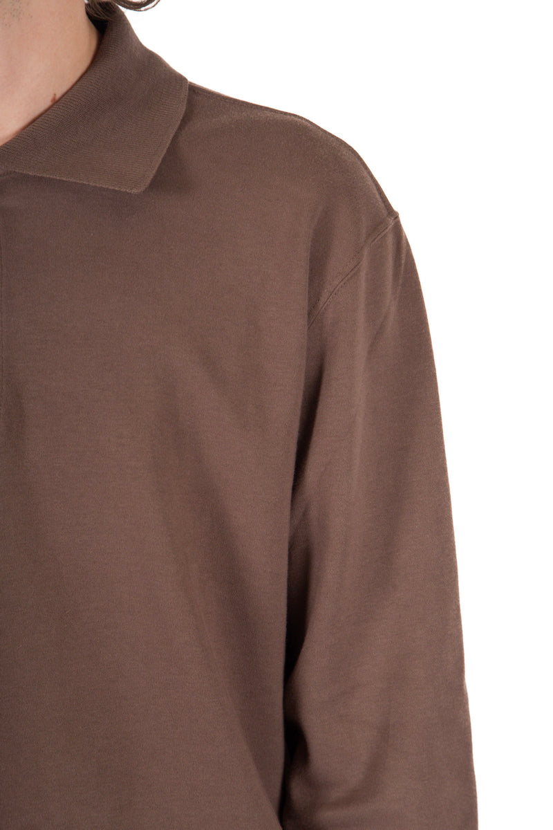 Two Button Polo Dark Taupe