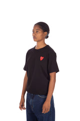 Stacked Double Heart Tee Black