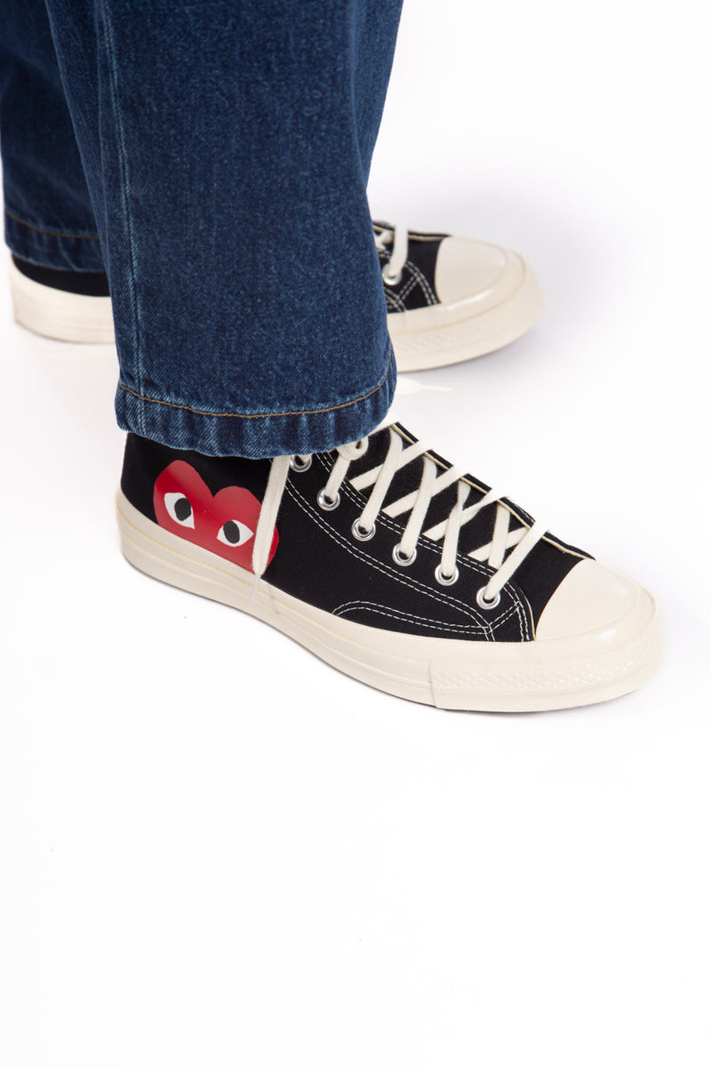 CDG X Converse Single Heart Hi Black Four Horsemen Shop