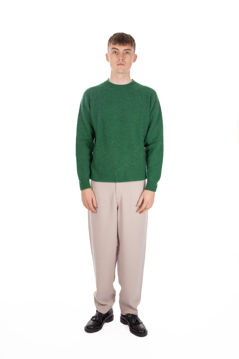 '91 Collection Costume Knit Shetland Wool Crew Money Green