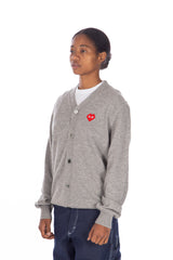 Heart Logo Cardigan Grey / Red x Invader