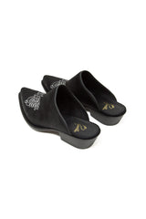 Papillon Embroidered Mule Black Pony Hair