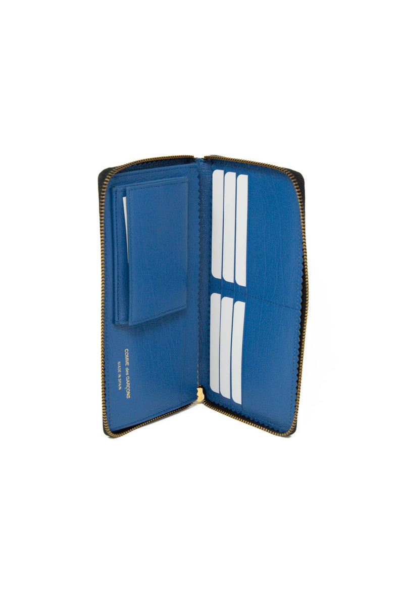 Classic Plain Colour Inside Long Wallet Black/Blue - SA0110IC