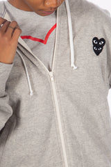 Grey / Black Stacked Heart Zip Hoodie