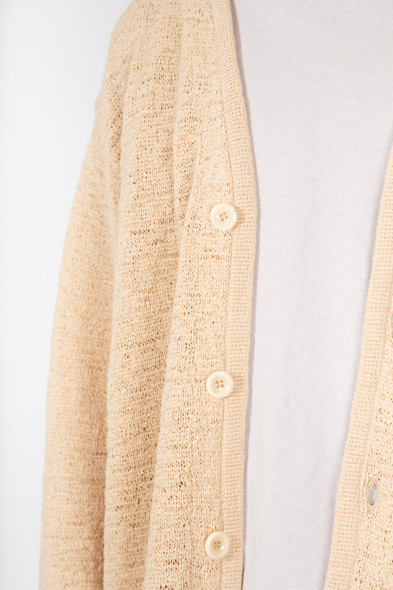 Knit Cardigan Beige Faux Cord