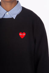 Knit lambswool Heart Crewneck Black/Red