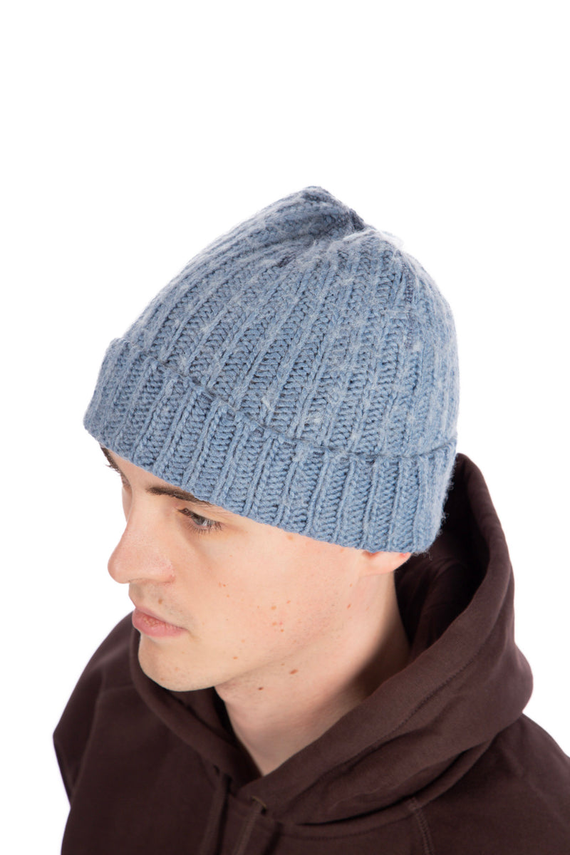 Knit Blue Rib Beanie