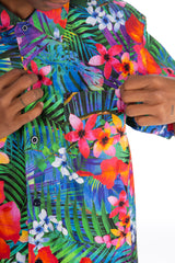 Camp Shirt Royal Big Tropical Floral Print