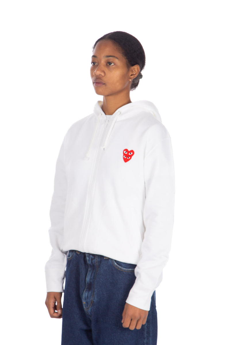 Stacked Heart Hooded Sweatshirt White/ Red