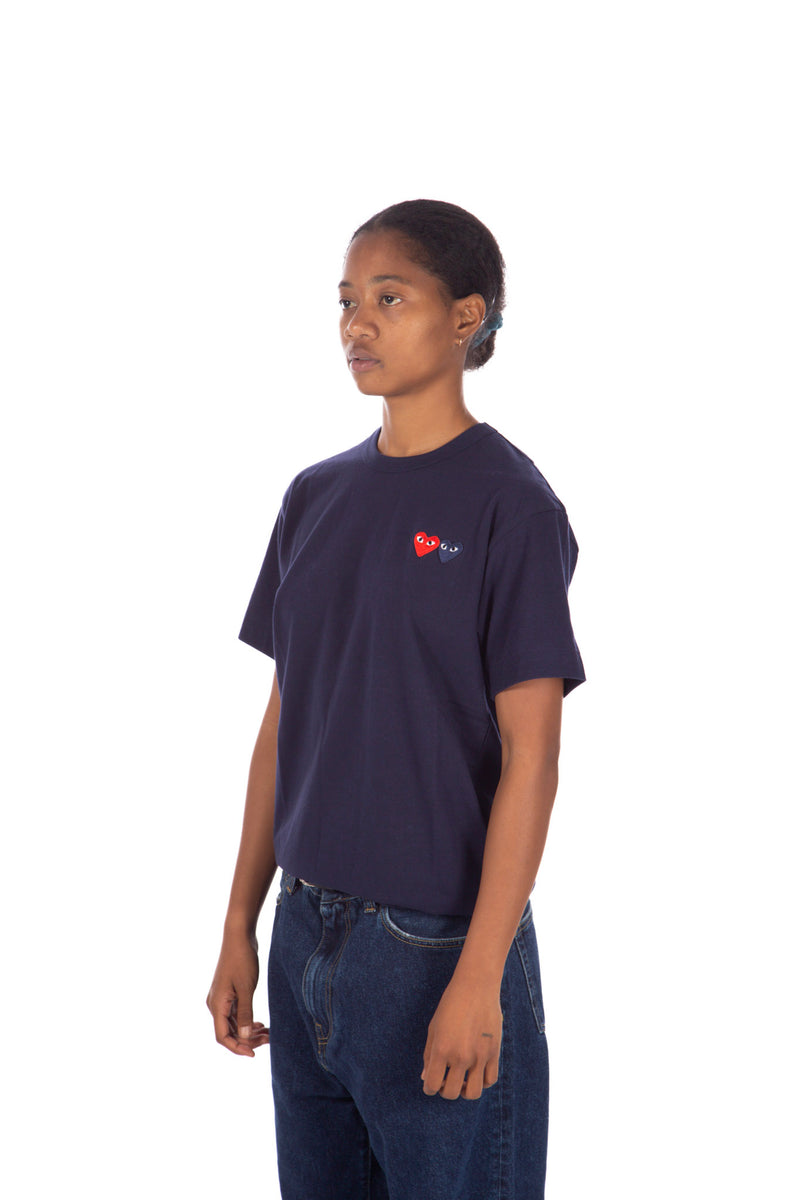 Double Heart T-shirt Navy