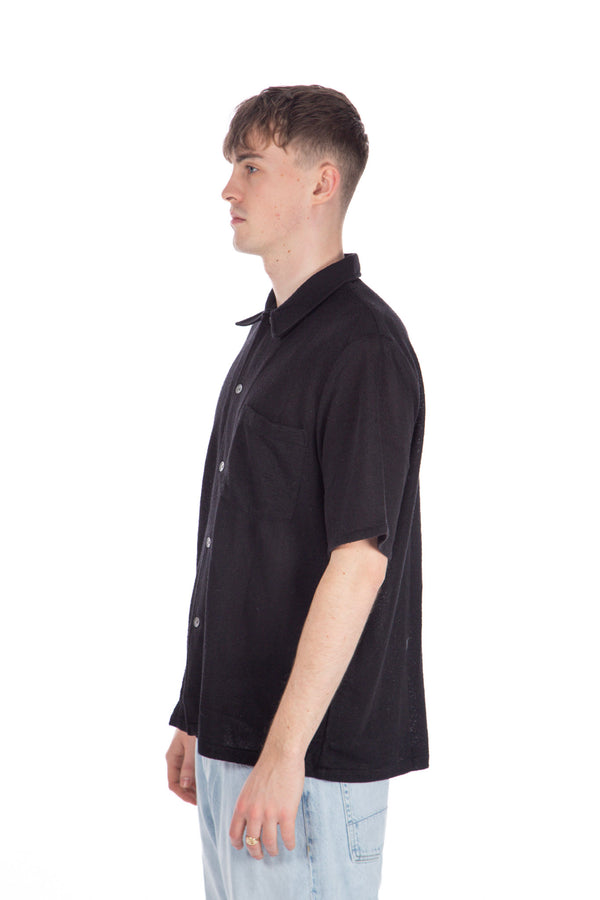 Box Shirt Short Sleeve Black Boucle
