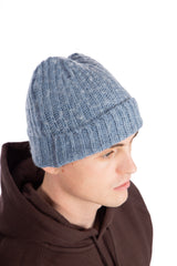 Knit Blue Rib Beanie