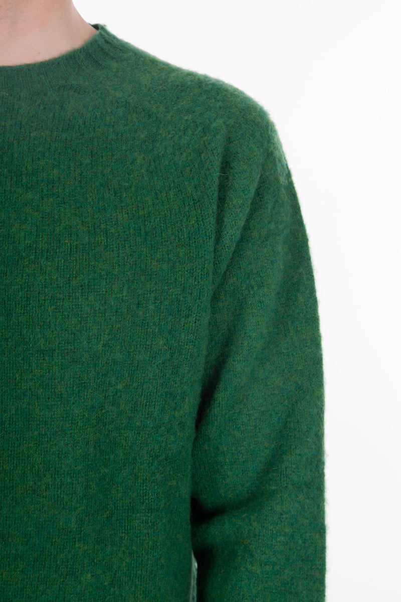 '91 Collection Costume Knit Shetland Wool Crew Money Green