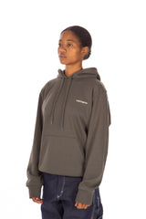 Hooded Script Embroidery Sweatshirt Hemlock Green
