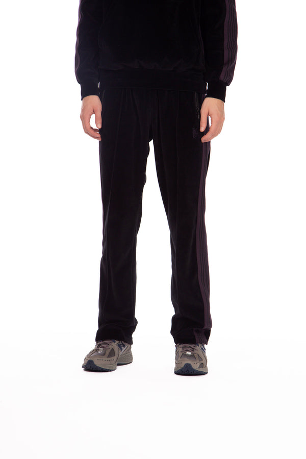 Narrow Track Pants Velour Black/Purple