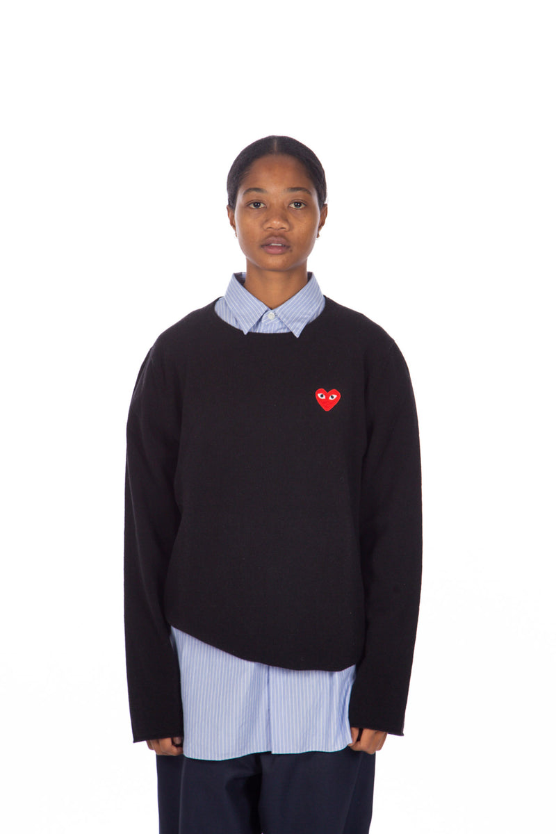 Knit lambswool Heart Crewneck Black/Red