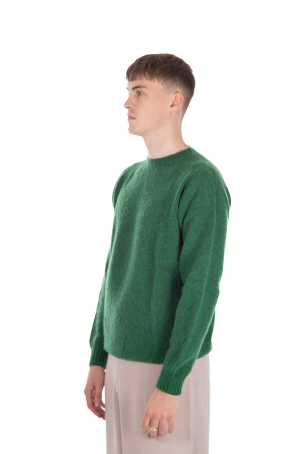 '91 Collection Costume Knit Shetland Wool Crew Money Green